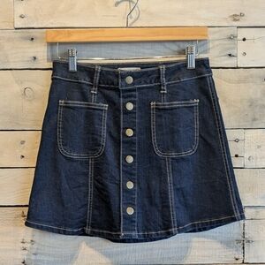 Altar'd State Denim A-line Mini Skirt